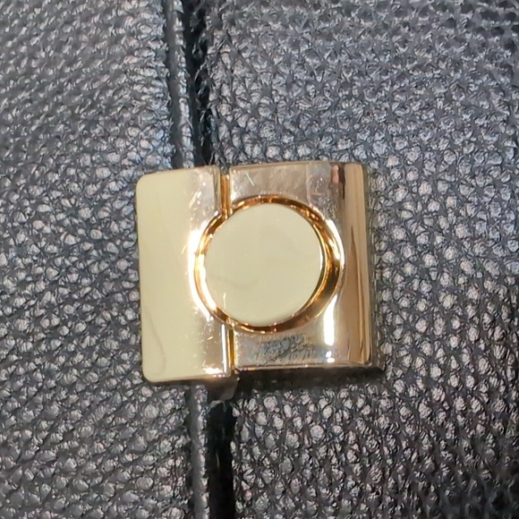 Packs Project Small Faux Black Pebbled Leather Backpack with Gold Accents. - Picture 4 of 16